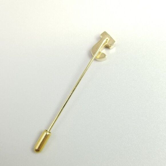 Vintage Letter J Monogram Stick Pin, Gold Tone Initial Brooch, Unisex Estate - Picture 4 of 7